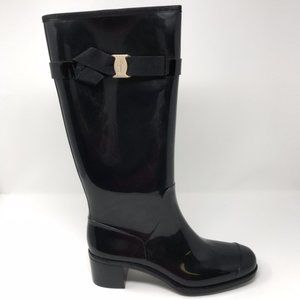 Ferragamo Fabele Stacked Heel Rain Boots Shoes